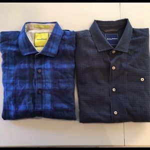 2 lot Tommy Bahama botton Sz L Shirts *FLAW READ*